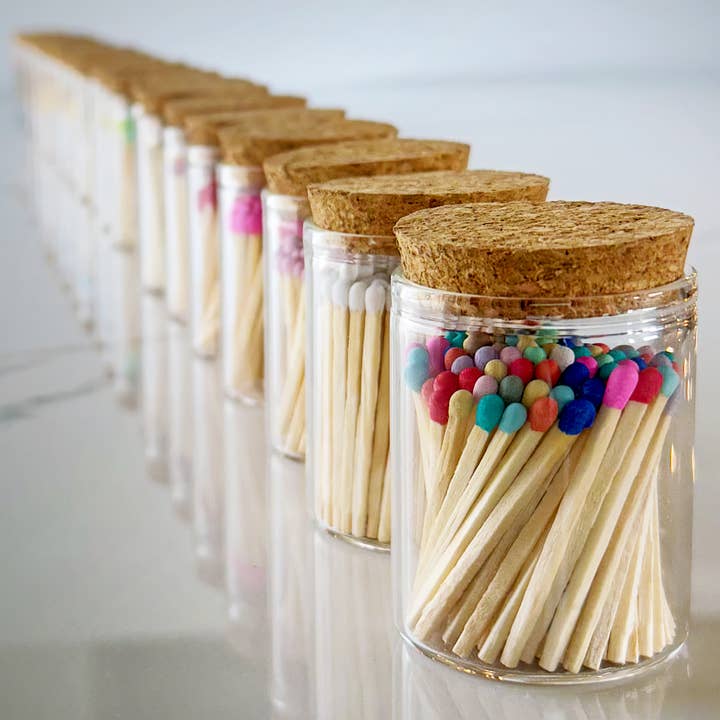 Thankful Greetings - Wholesale Matches - 2" Matches in Cork Top Jar - Colors of Your Choice