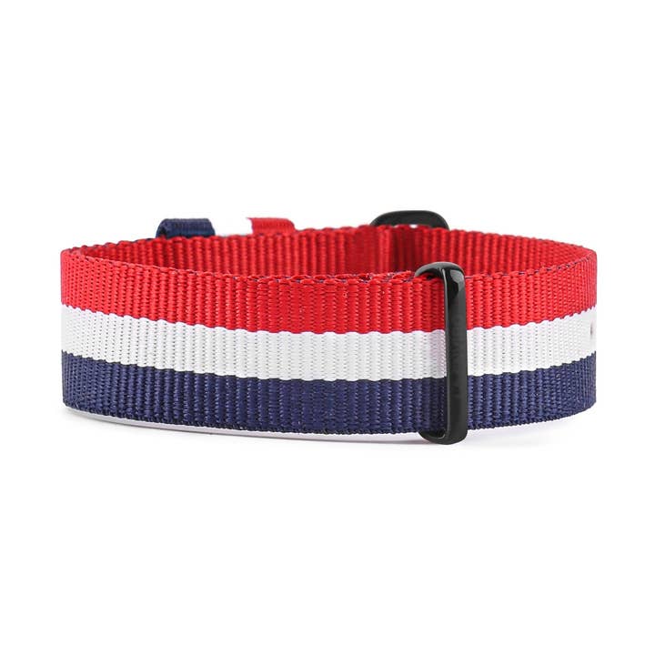 NATO VEGAN RØD, HVID OG BLÅ REM | 20MM for engroshandel hos LA ENVIRO