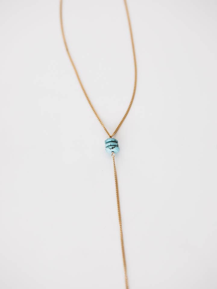 Turquoise Beaded Lariat Necklace for wholesale by Aubree Says