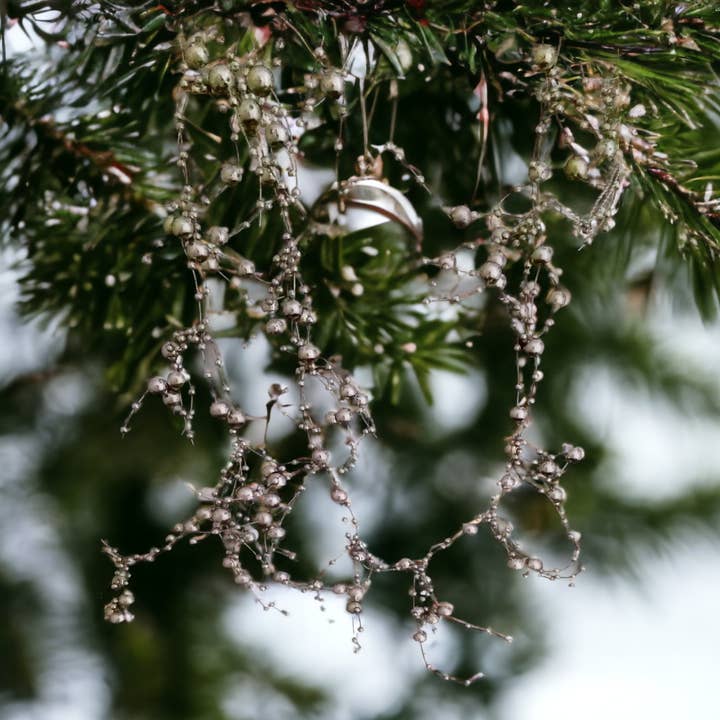 Decor N Beyond - Venta al por mayor Banderines/guirnaldas - Guirnalda de cuentas sueltas plateadas de 6 pies2