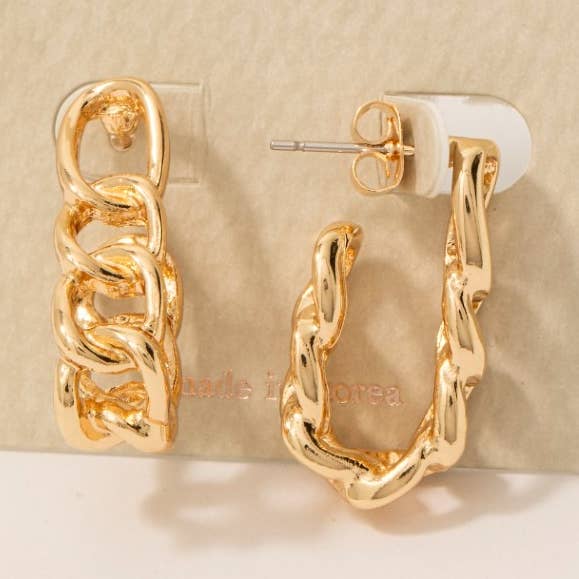 G Solid Link Oval Chain Hoop Earrings for wholesale on Faire0