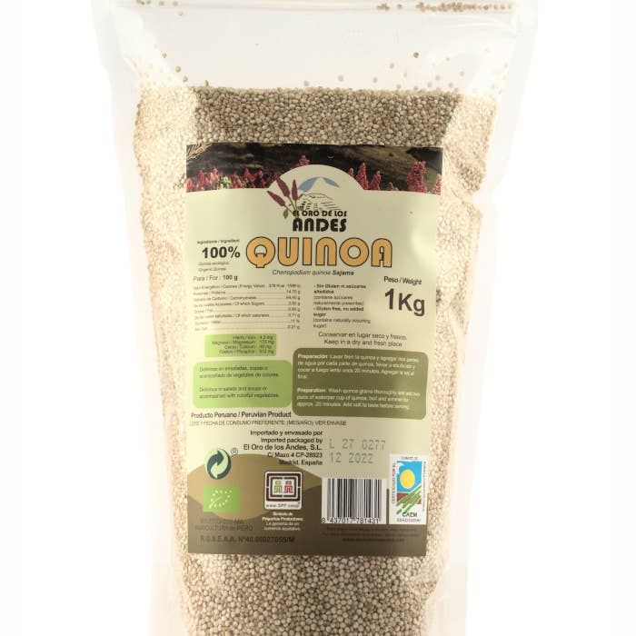 El Oro de los Andes - Vente Poudres protéinées/superaliments - QUINOA BLANC 1 kg ES-ECO-023-MA