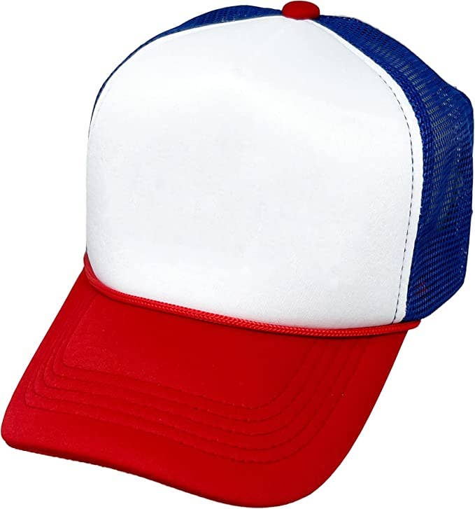 Funky Junque - Vente Casquette trucker – homme - Casquette trucker en mousse (blanc/rouge/bleu roi)3
