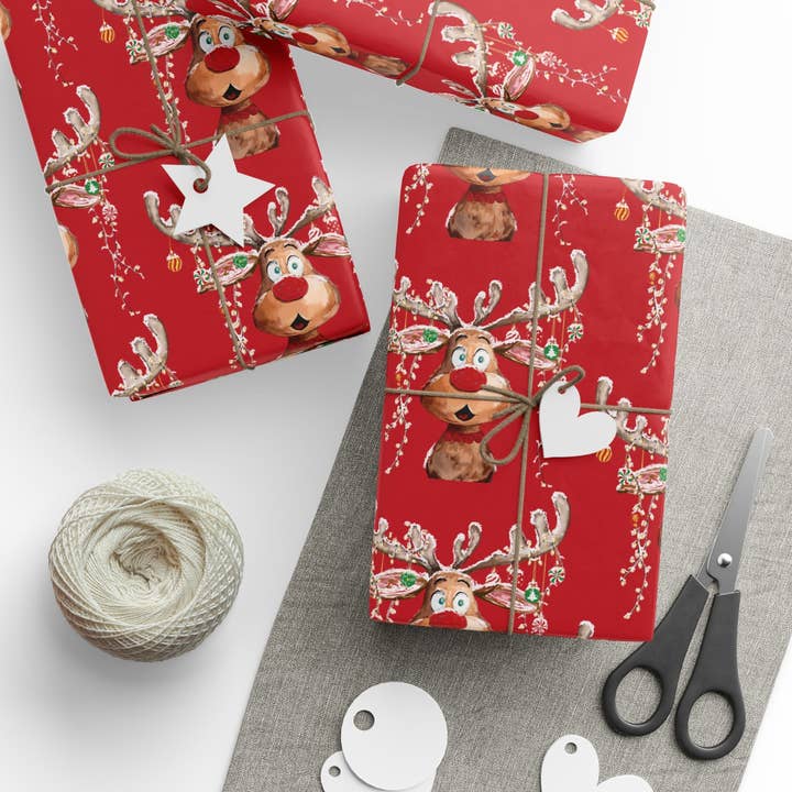 Blue Cava - Wholesale Wrapping Paper Roll - Reindeer Wrapping Papers