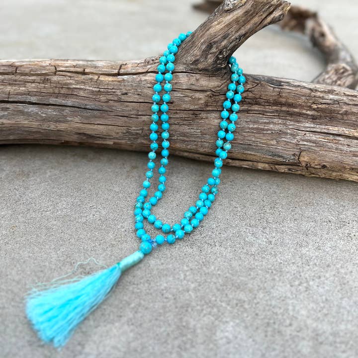 Lungta Imports - Wholesale Prayer Beads Necklace - Tibetan Buddhist Turquoise Hand Knotted Mala, Rosary 108 Beads, Japa Mala, Meditation Mala, Mala Necklace, Free Silk Pouch10