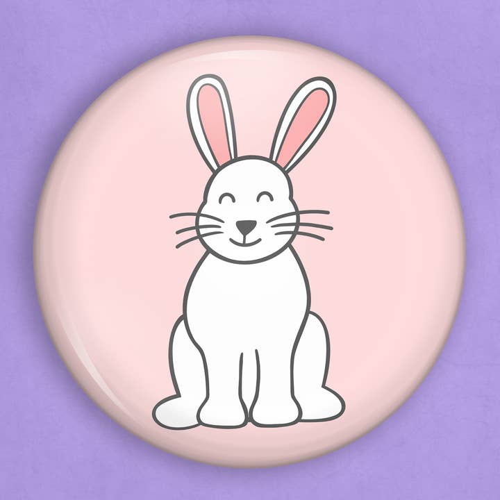 Épinglette Happy Bunny (1 pouce de diamètre) pour la vente par Caroline W Illustration