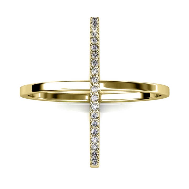 CARALI / MYC Paris - Wholesale Multi-Stone Ring - X Duo Ring - Gold and Crystal