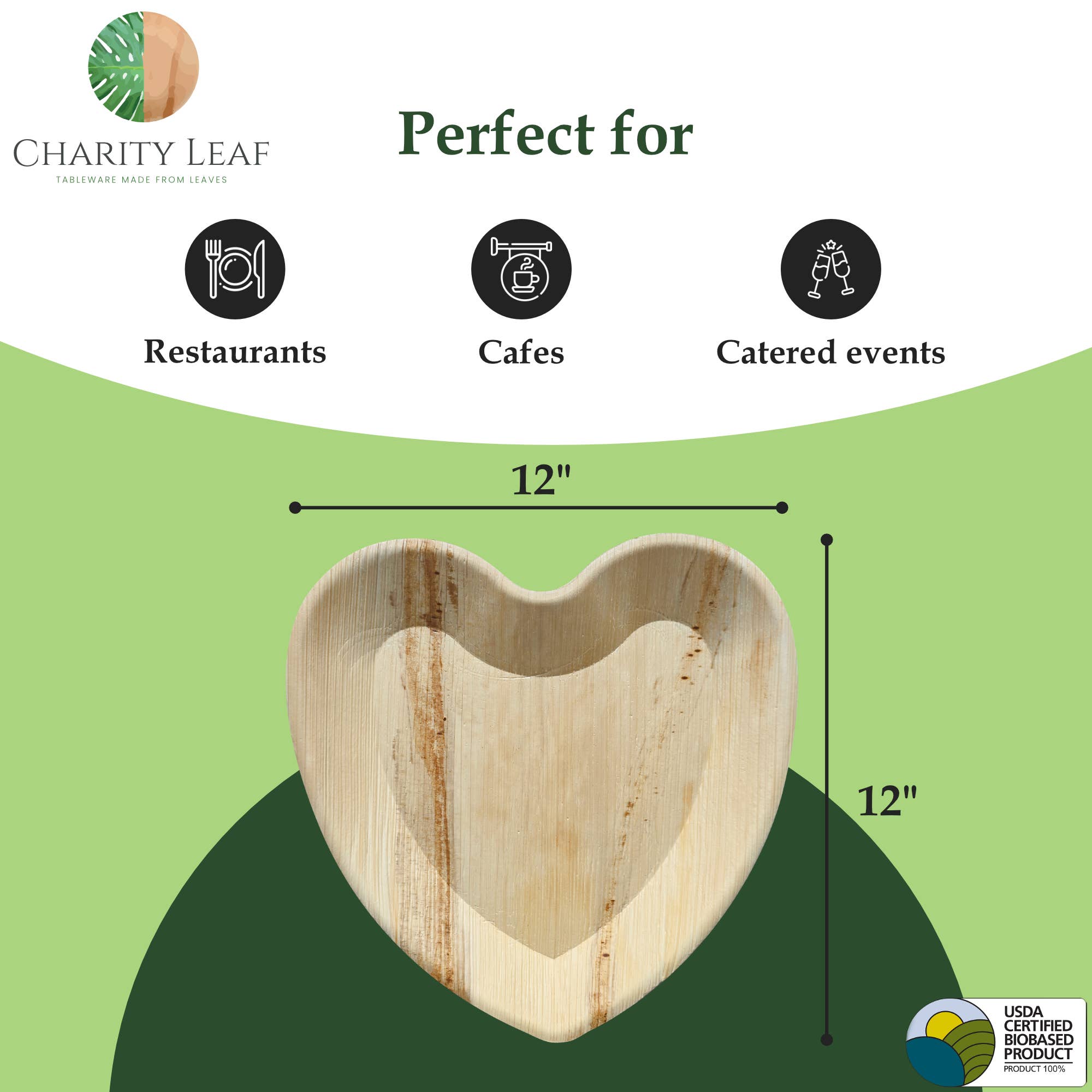 Charity Leaf - Vente Assiette jetable - Assiette Cœur 12" Pouces2