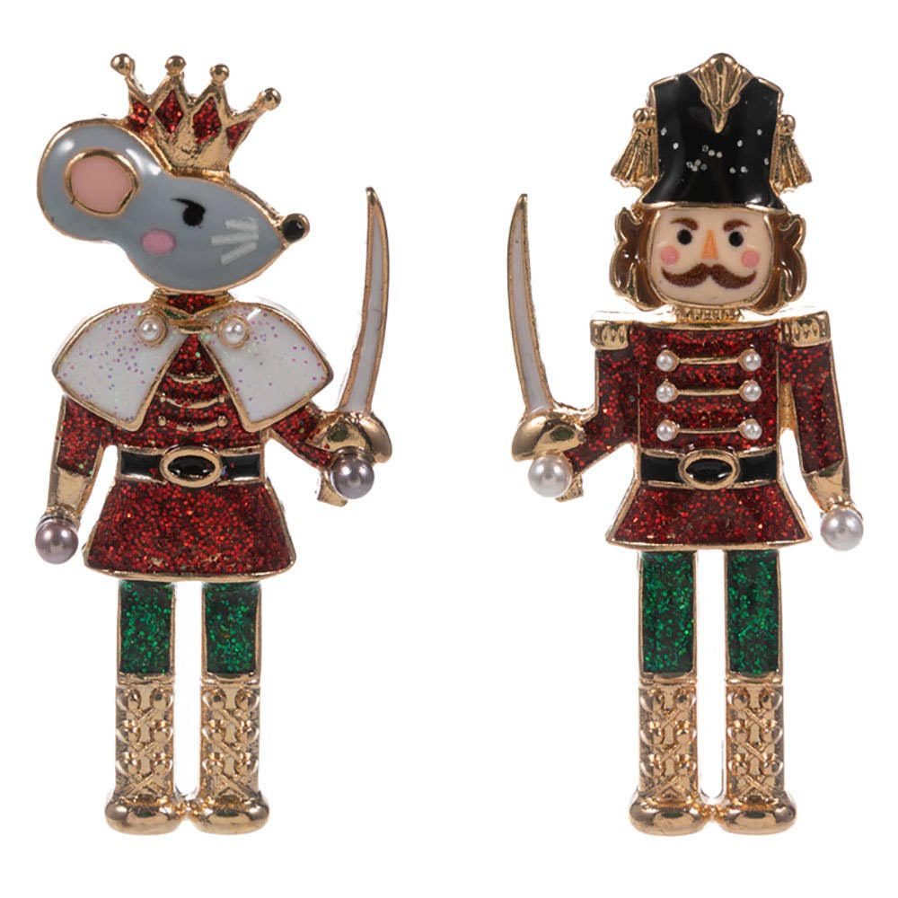 Sensibling Corp. - Wholesale Stud/Post Earrings - Holiday Mismatch Mouse King Nutcracker Earrings1