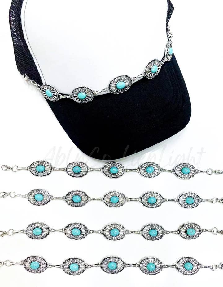 silver concho turquoise jewelry trucker hat chains for wholesale by ABLNco