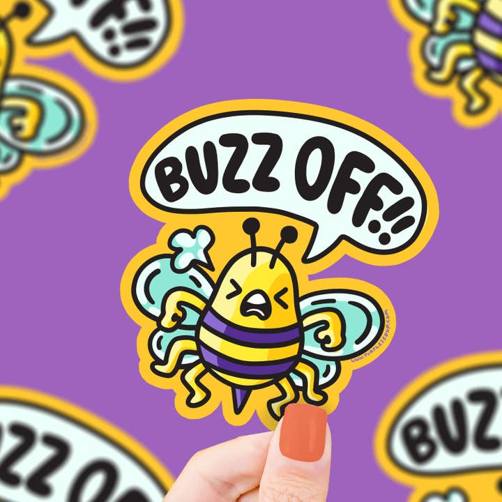 Turtle's Soup - Wholesale Sticker - Buzz Off Angry Bee Hornet Wasp Funny Vinyl Sticker