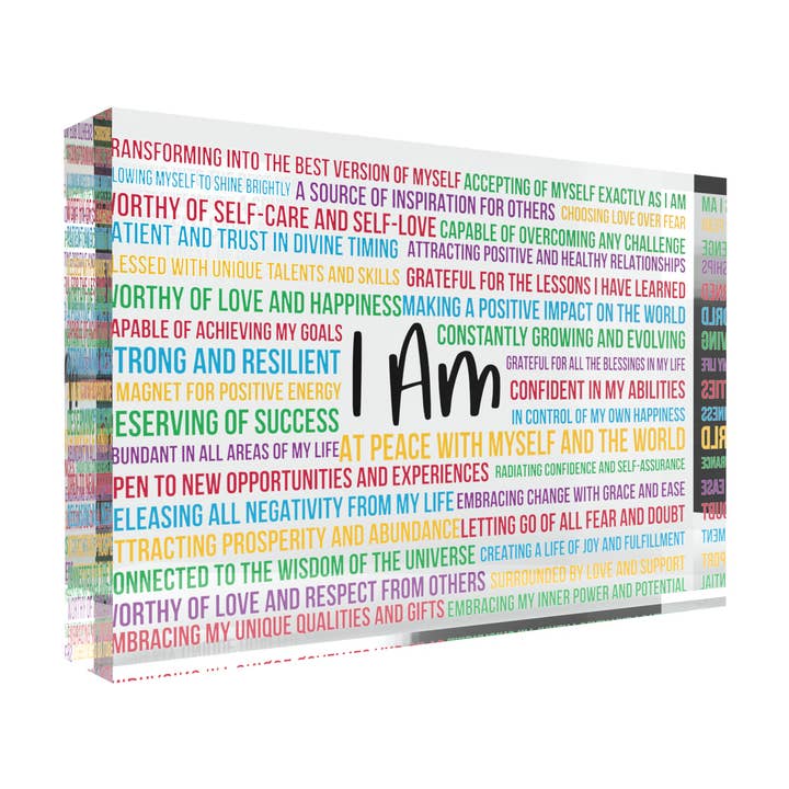 Plaque d'affirmation autoportante, décoration d'affirmations quotidiennes pour la vente par Lifeforce Glass, Inc.