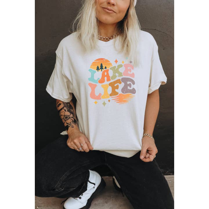 Retro Lake Life Graphic Tee for wholesale by Bella Me