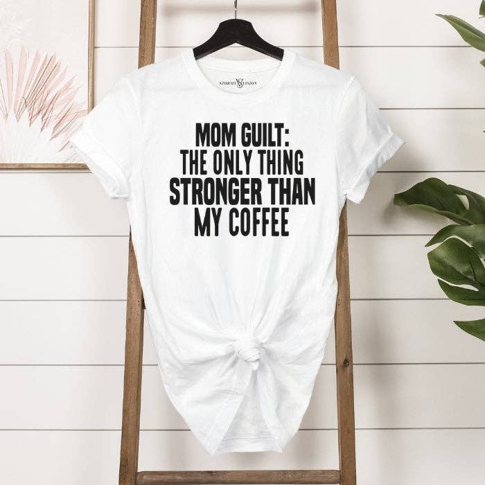 Sarcastic Coffee & Mom Guilt Mental Health Tee | Mom Gifts for wholesale by Stormy Vision