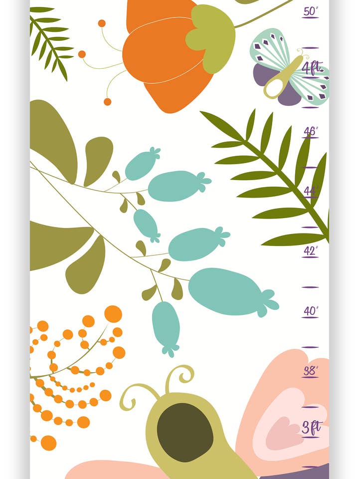 Tableau de croissance sur toile personnalisé Motif floral Bugs pour la vente par Finny and Zook