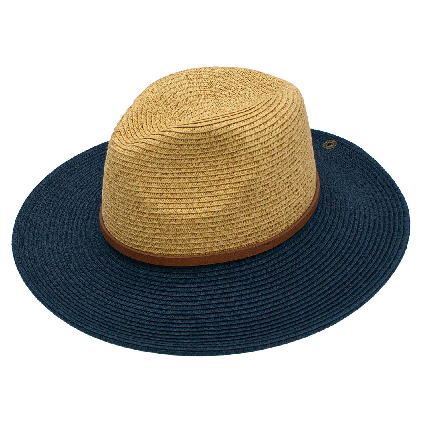Peter Grimm - Wholesale Straw Hat - Unisex - Nena Toyo Polyester Two Tone Wide Brim Band Beach Resort Hat0