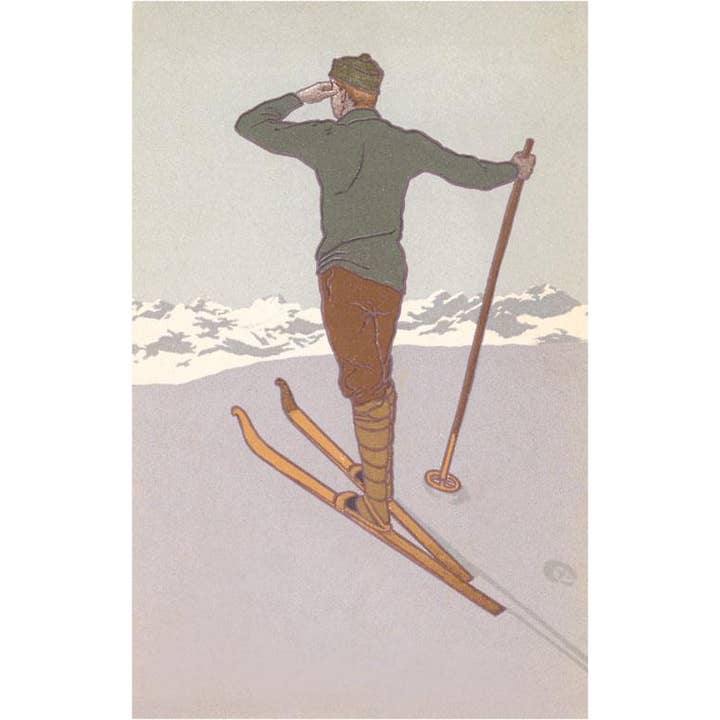 Postal WS-209 Esquiador a Olhar para as Montanhas por atacado de Found Image Press