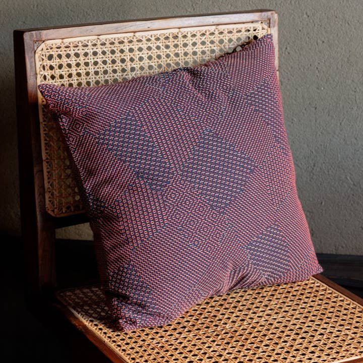 Sashiko Cushion Cover – Red on Navy (Link Collective Original Color) for wholesale by Link Collective