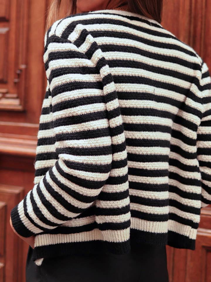 Black Striped Button Down Cardigan for wholesale on Faire