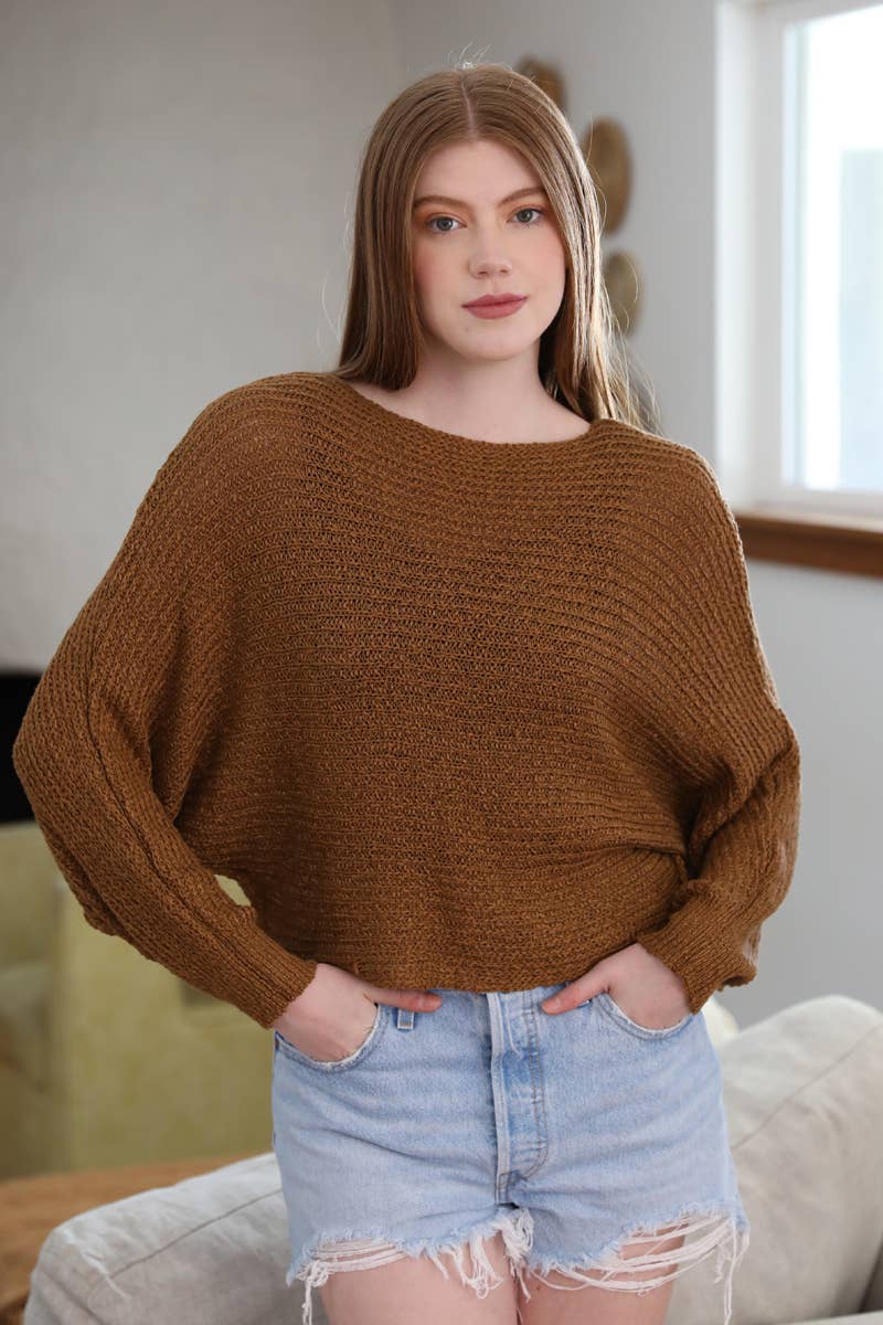 ANGIE - Wholesale Knit Sweater - Women's - XHQ18-ASIS OPEN KNIT LIGHT WEIGHT PULLOVER SWEATER1