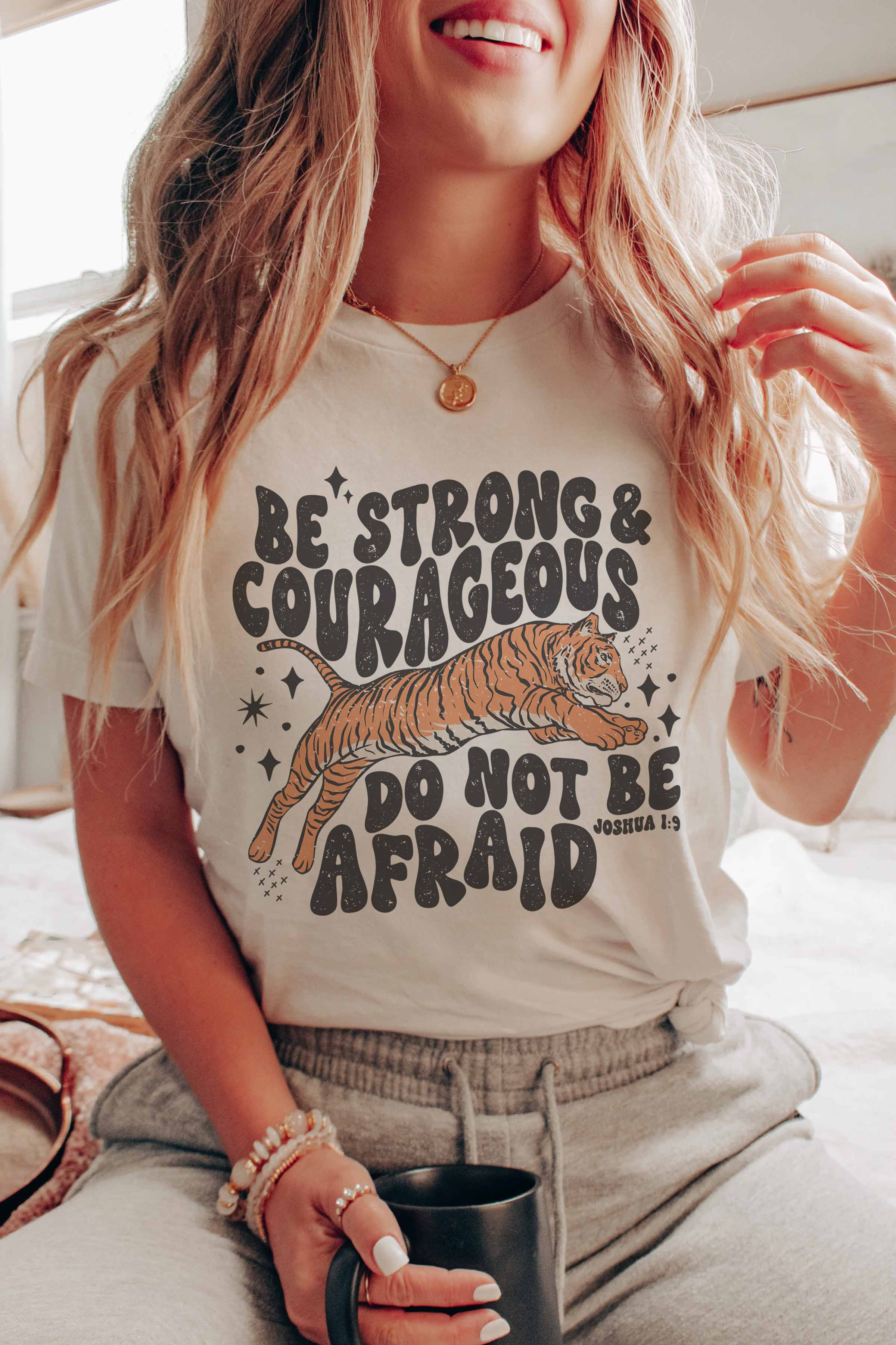 GOOD DAY STREET - Wholesale Screen Printed T-Shirt - Women's - [G1471X-TS] -BE STRONG & COURAGEOUS GRAPHIC TEE0
