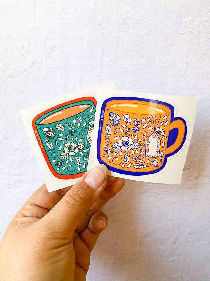 Tea Cup Vinyl Sticker | laptop sticker | Stickers for Hydrof for wholesale by Michaela K Creations