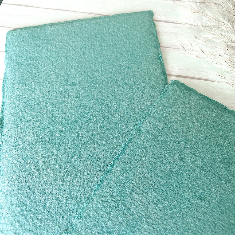 The Natural Paper Company - Wholesale Painting Paper - Jade Green Handmade Paper | Pack of 5 | Recycled Cotton Rag 1