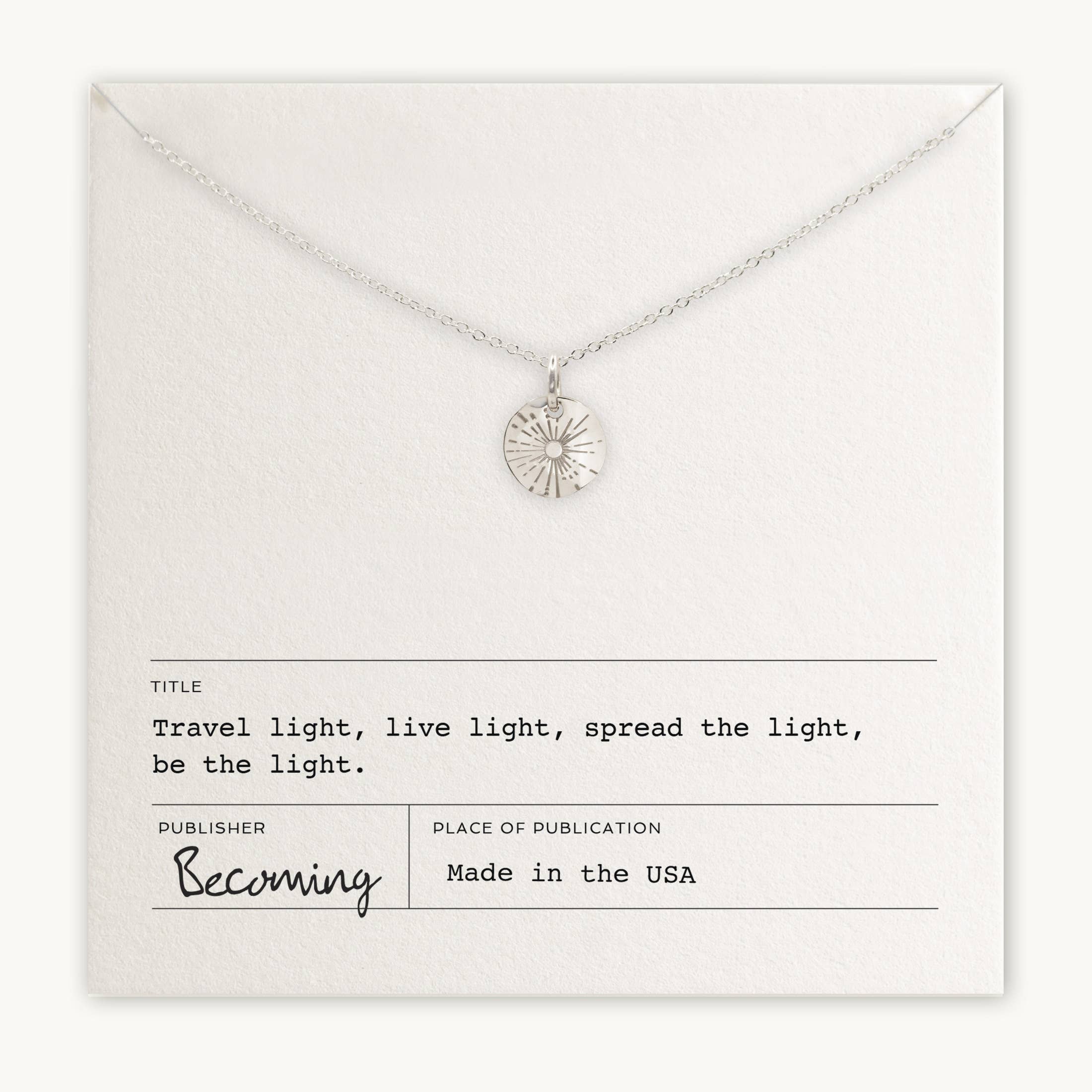 Becoming Jewelry - Wholesale Pendant/Charm Necklace - Be The Light Necklace1