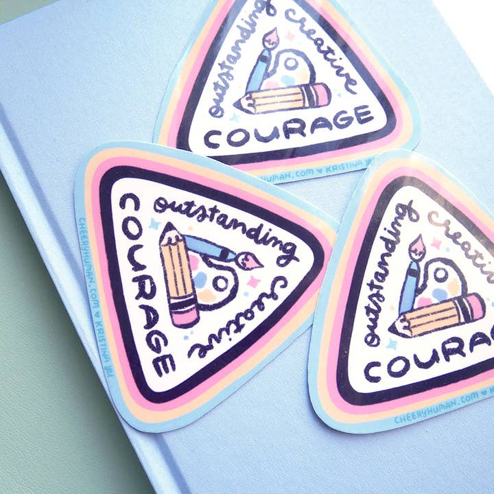 Creative Courage Badge - Handmade Vinyl Sticker for wholesale by Cheery Human Studios