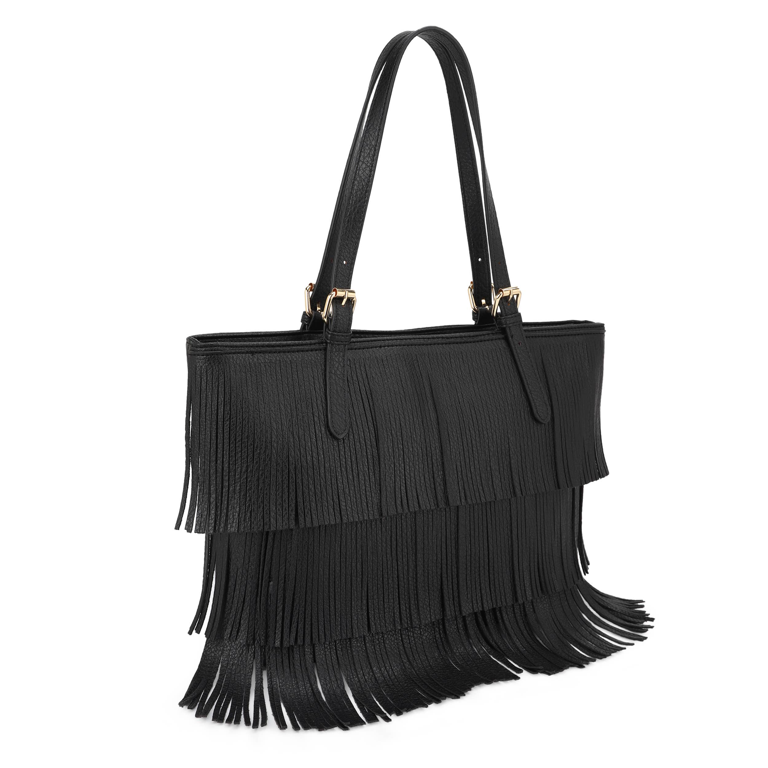 KAYLA+AVA - Vente Tote bag – femme - Sac fourre-tout Connie Fringe, fourre-tout décontracté de style bohème occidental0