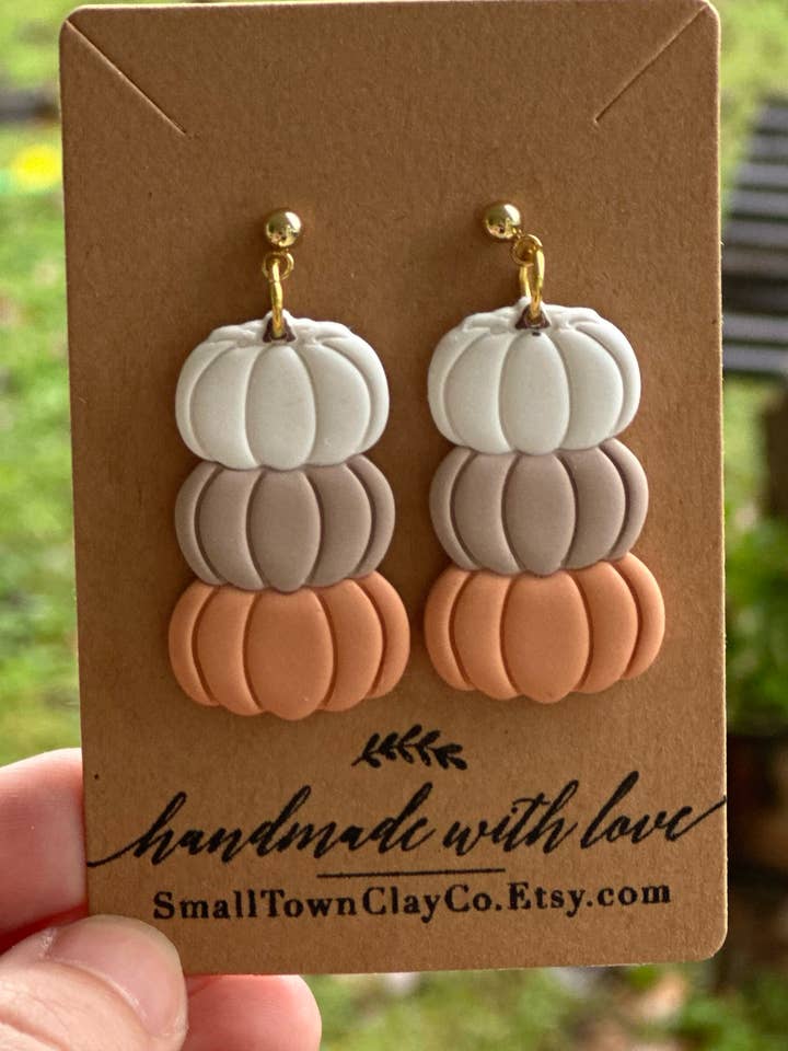 Tiered Pumpkin Dangle for wholesale by SmallTownClayCo