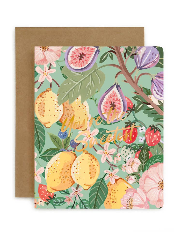 You're The Sweetest - Summer Fruits Greeting Card for wholesale by Bespoke Letterpress