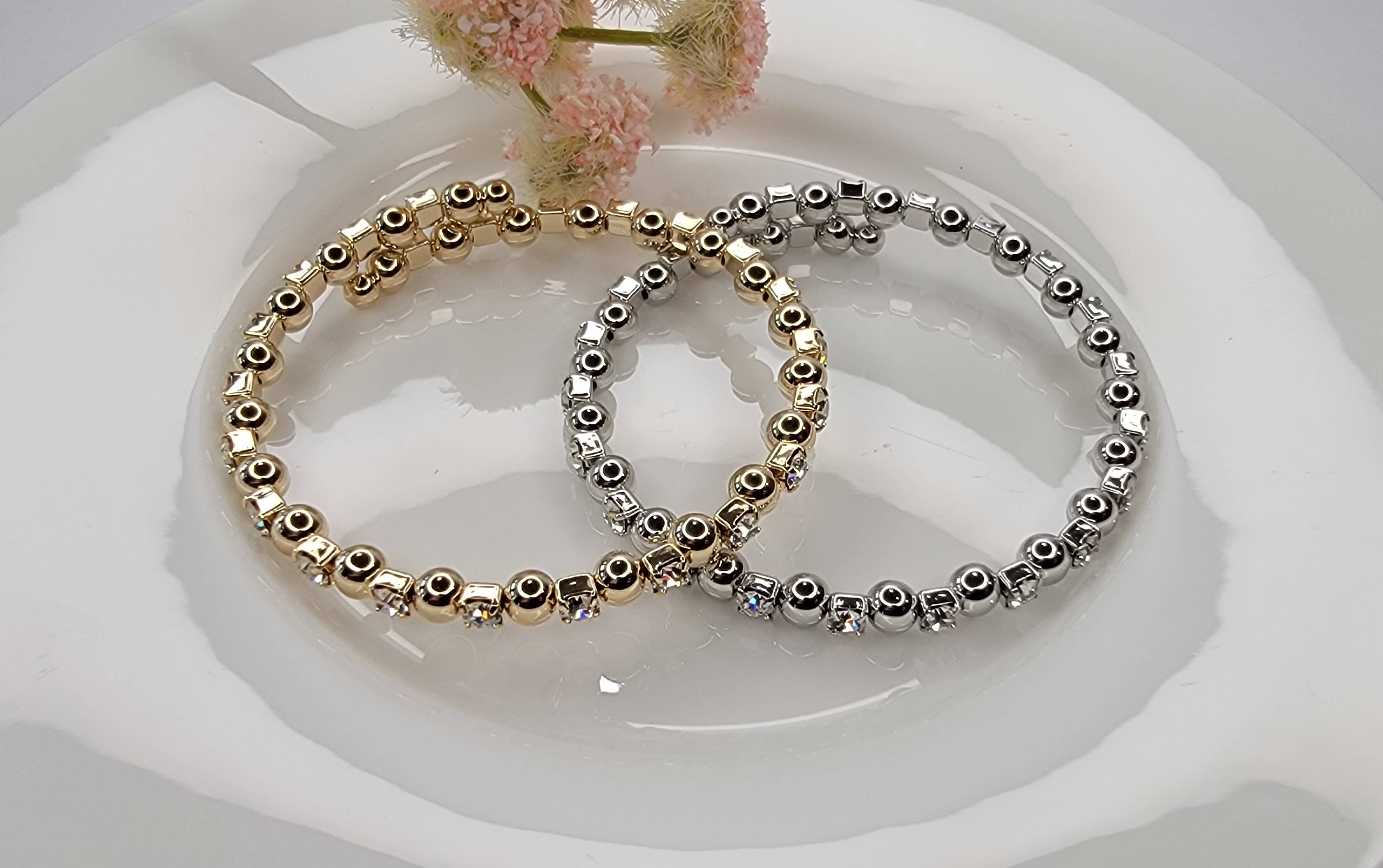 BETTYOH INC – Pulseira de missangas por atacado – Contas redondas/Pulseira empilhável Pedras Mix3