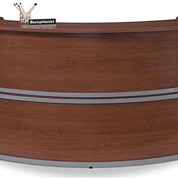 69.5”w Reception Desk with Arc Design, Thermo-Fused Melamine, Wood Finish – Cherry 119159 for wholesale by FIXTUREDISPLAYS