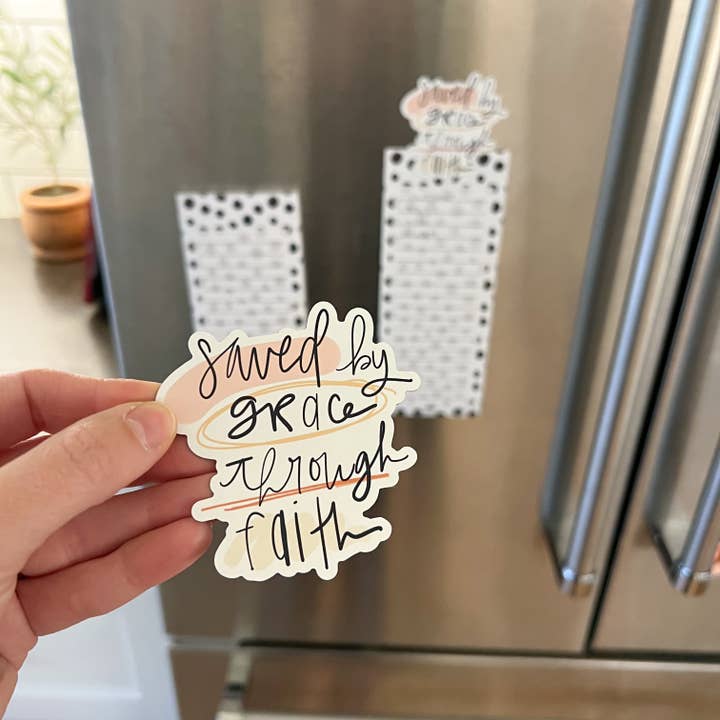 swaygirls - Venta al por mayor Imanes - Imán «Salvado por la gracia» | Imanes para nevera | Imán cristiano1