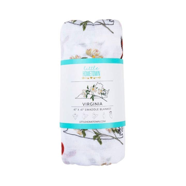 Virginia Baby Muslin Swaddle Receiving Blanket (Floral) Soft Bamboo Cotton Blend for wholesale by Little Hometown