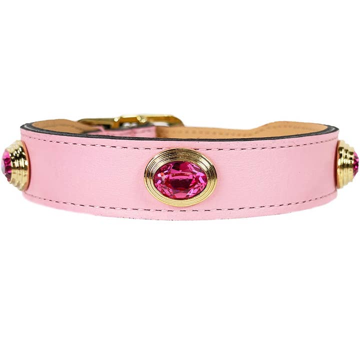 Collier royal pour chien en rose doux et doré pour la vente par Hartman & Rose