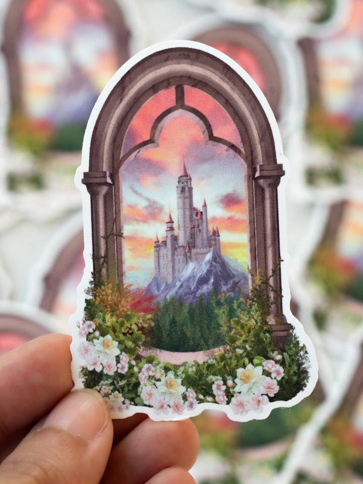 Autocollant en vinyle étanche Château fantastique | Autocollant littéraire pour la vente par The Bookish Atelier