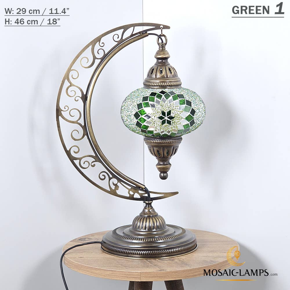 Mosaic Lamps - Wholesale Accent/Desk Lamp - 10+ Colors - Moroccan Moon Table Lamp, Arc, Murano Crescent18