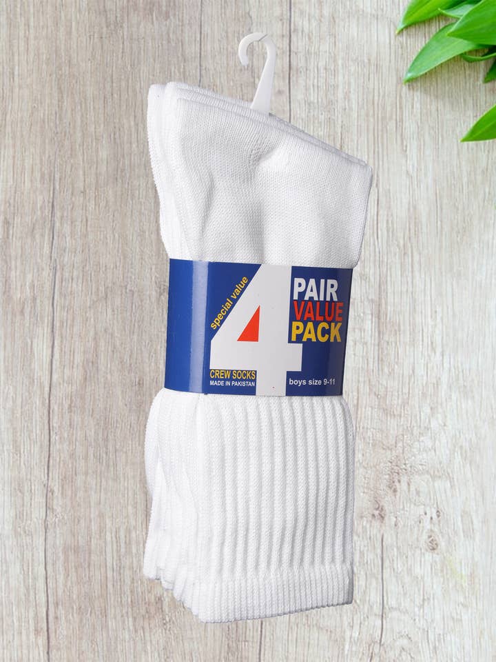 Isadora, Tipi toe, & James Fiallo - Wholesale Socks - Kids - Kids Tipi Toe Boy's 4 Pack White Value Pack Crew Socks3