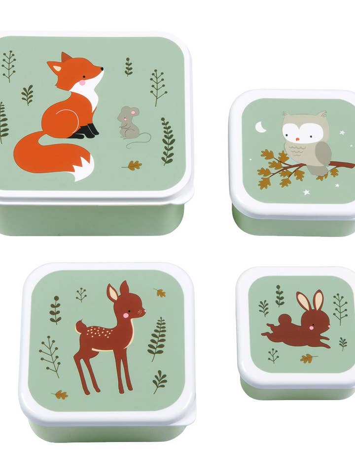 Ensemble boîte déjeuner et collations : amis de la forêt - sauge pour la vente par A Little Lovely Company