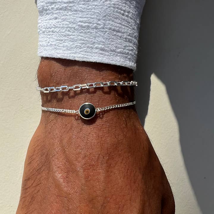 Christina Christi - Wholesale Jewelry - Men's - Men's Bracelet Silver, Evil Eye Bracelet Men, SIlver Chain1