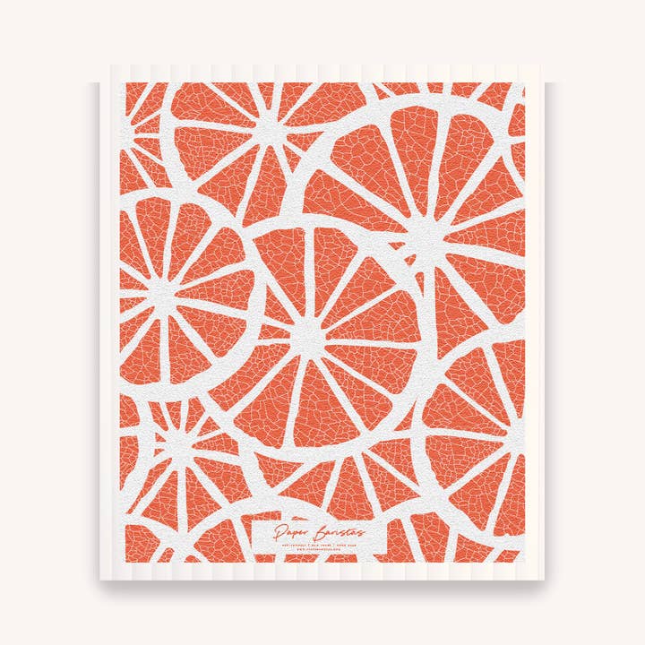 Paper Baristas - Wholesale Dishcloth - Set of 3 Swedish Dishcloth: Orange Citrus Fruit2
