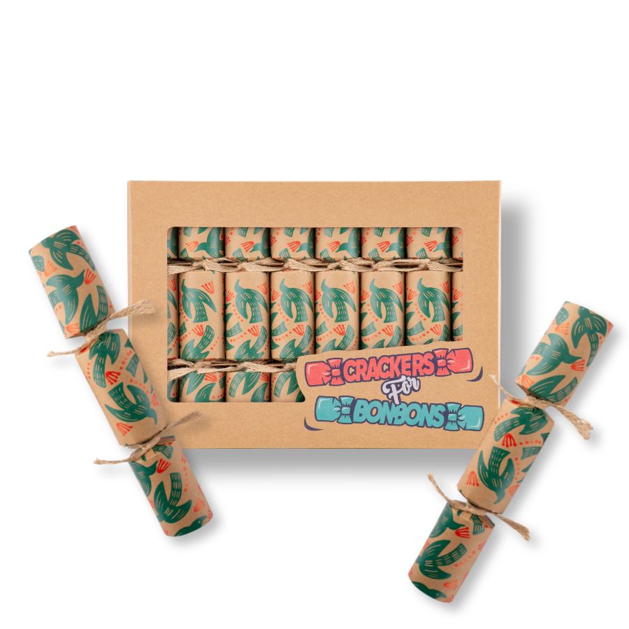Crackers for Bonbons – wholesale Juldekoration – Miljövänliga julknallar med fågelmotiv, ask med 8 | Bonbon Crackers3
