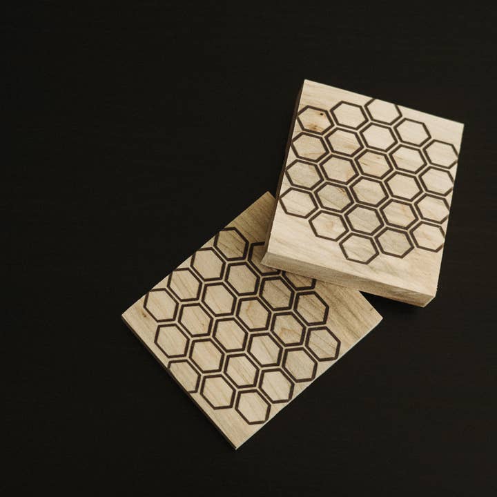 Honeycomb Maple Epoxy Coasters for wholesale by Workboots & Glasses