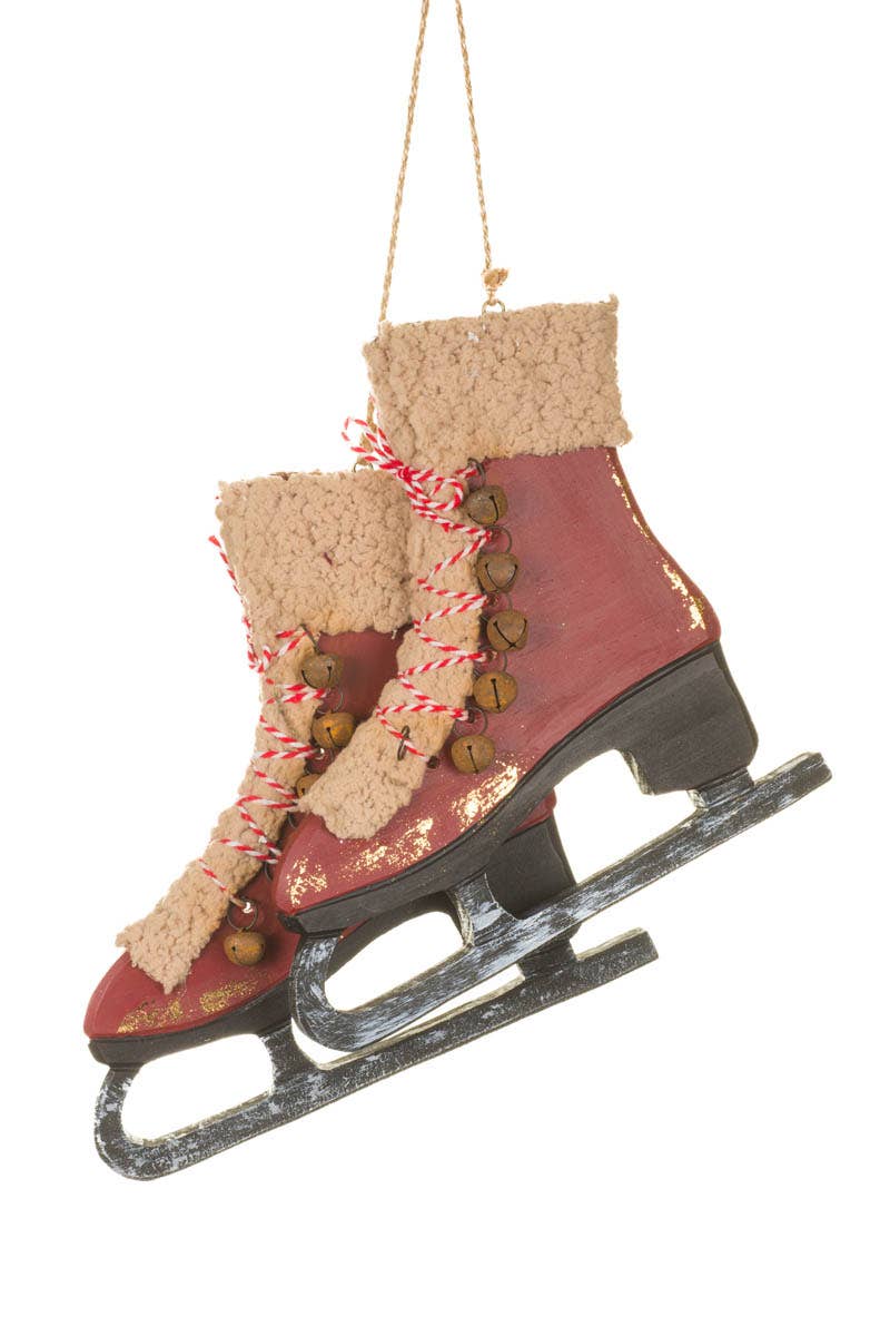 Starlight Collection - Wholesale Ornament - NEW-Red Ice Skates Ornament With Bells0