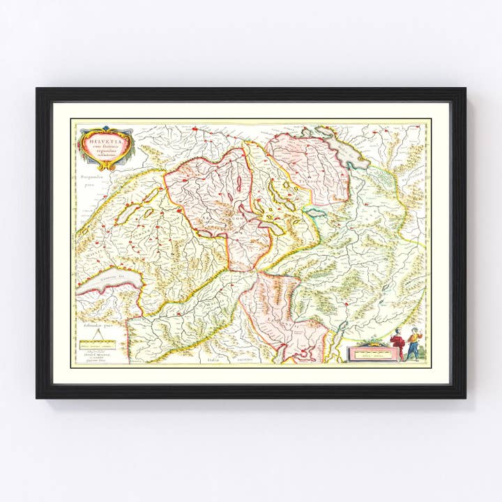 Vintage Map of Switzerland 1665 for wholesale by Ted's Vintage Art