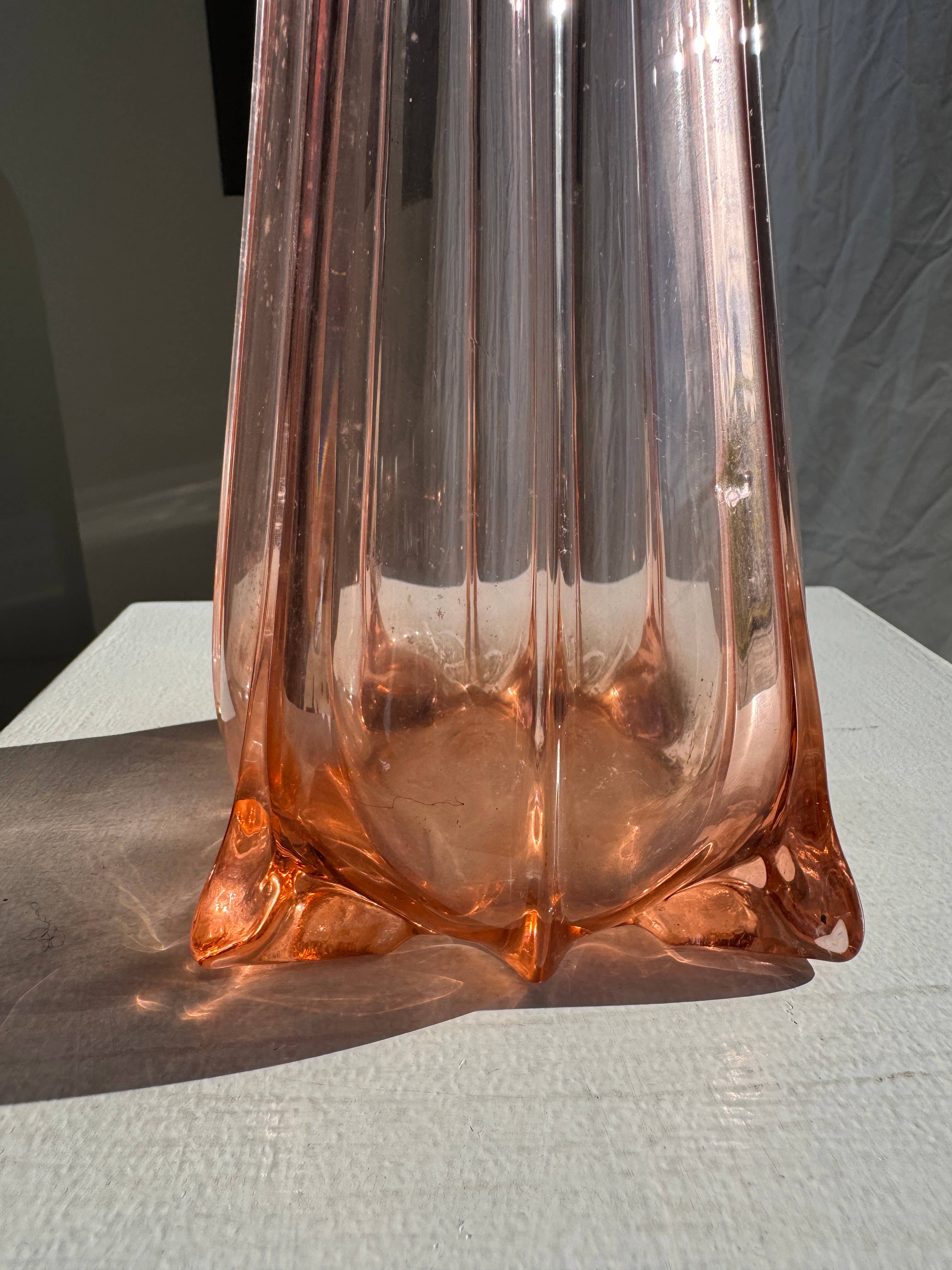 Large pink glass soliflore vase H37 D18A for wholesale on Faire4