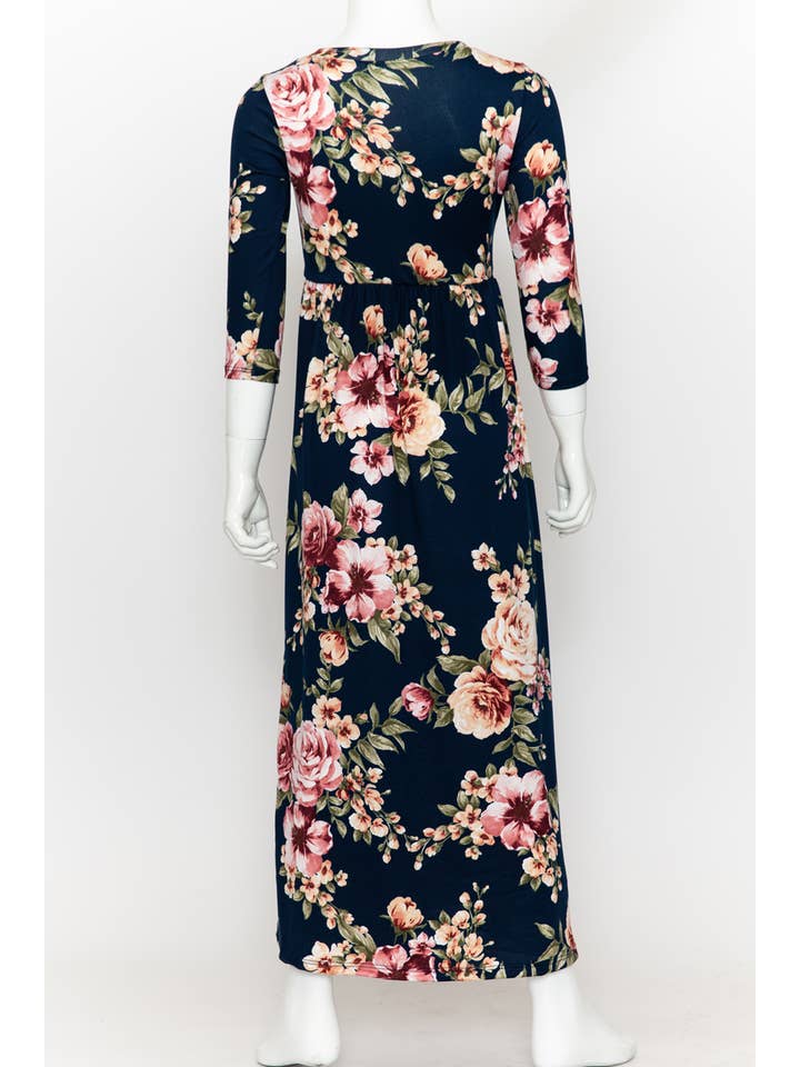 Allium - Wholesale Dress - Kids - Girls Fit and Flare Floral Maxi Dress4