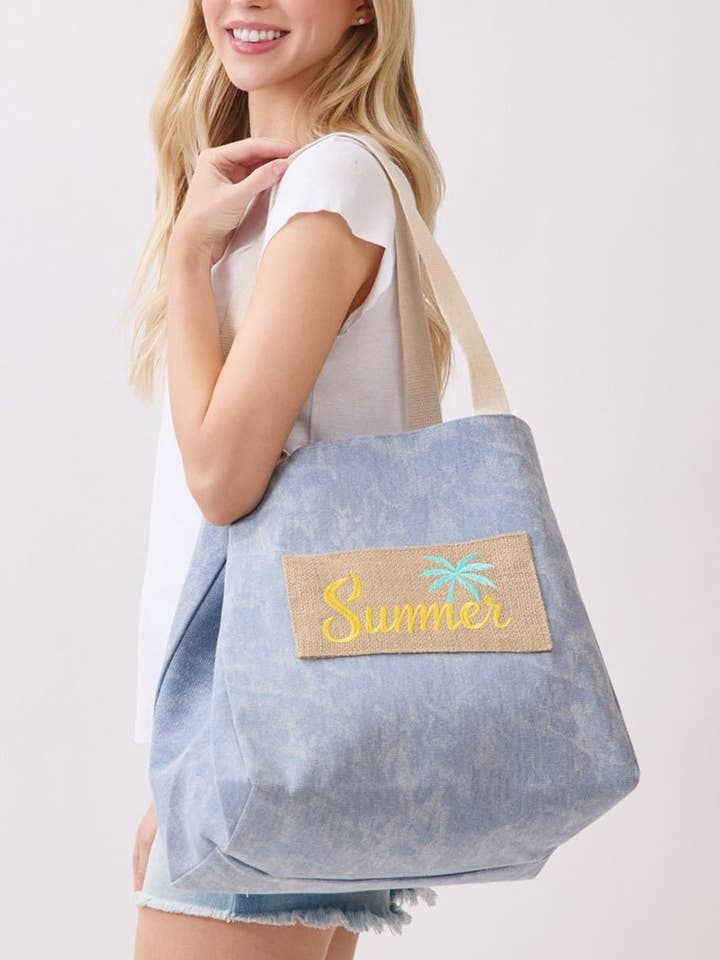 Summer Patch Navy Canvas Cinch Tote for wholesale by Wholesale Accessory Market